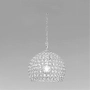 Trade Shop - Lampadario Sospeso Tondo Cupola Cristalli Lampada Mezza Sfera Luce E27 Argento 32361 -
