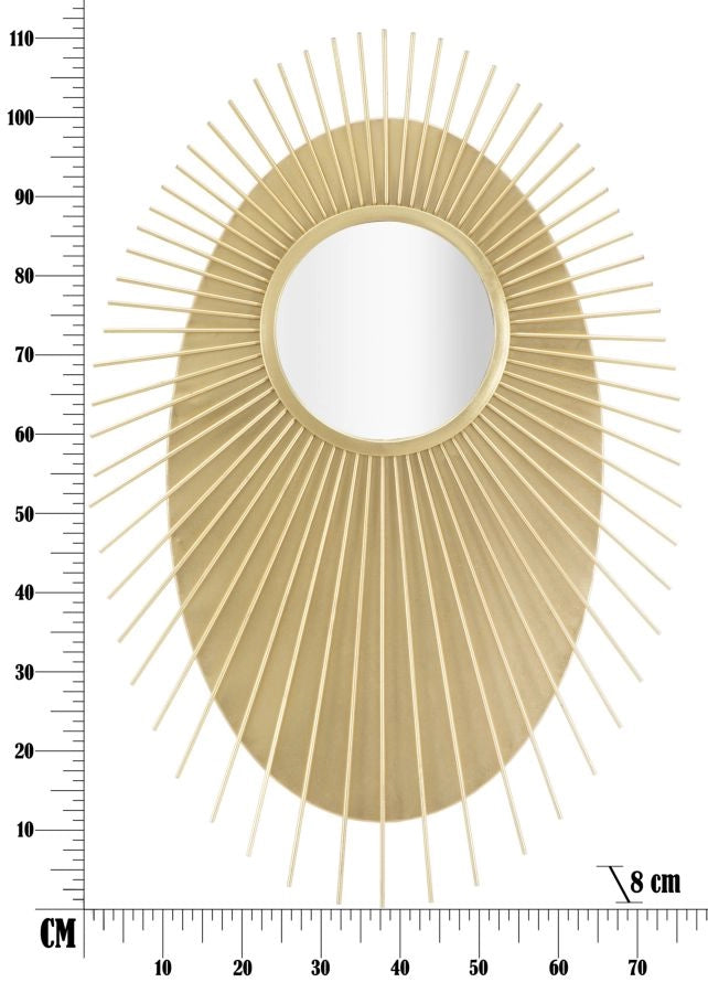 Specchio Eye Glam 75x8x110,5 cm in Ferro e MDF Oro
