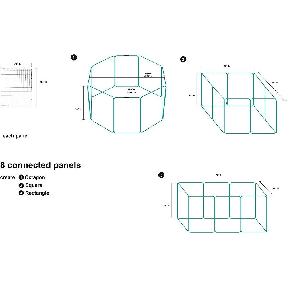 Trade Shop - Recinzione In Metallo Per Cani Pieghevole Per Esercizio 152,4 X 152,4 X 76,2 Cm -