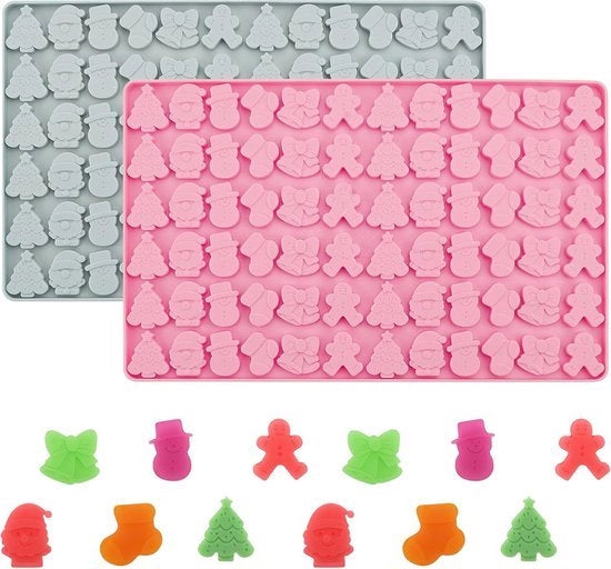Due set di stampi per dolci natalizi in silicone - stampi per cioccolato natalizi, tema natalizio, scatole per muffin, gelei, torta, decorazione Xmas, DIY per feste e Natale