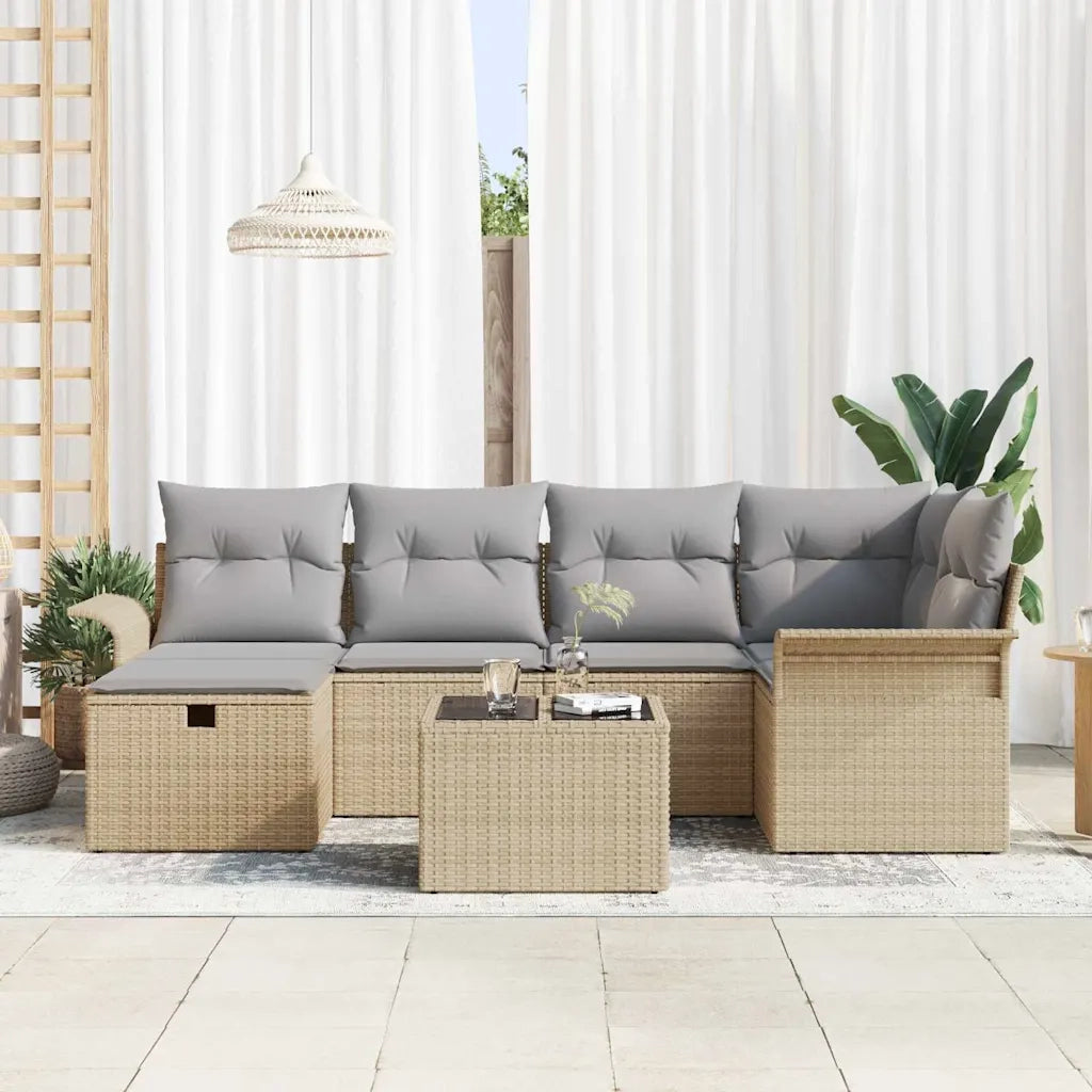 Set Divano da Giardino con cuscino 7 pcs Poly Rattan 3360221