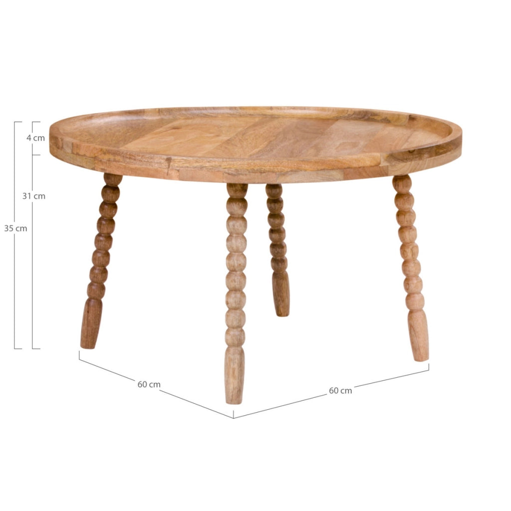 Tavolino Jammu, Marrone, Legno, 60x60x35 cm