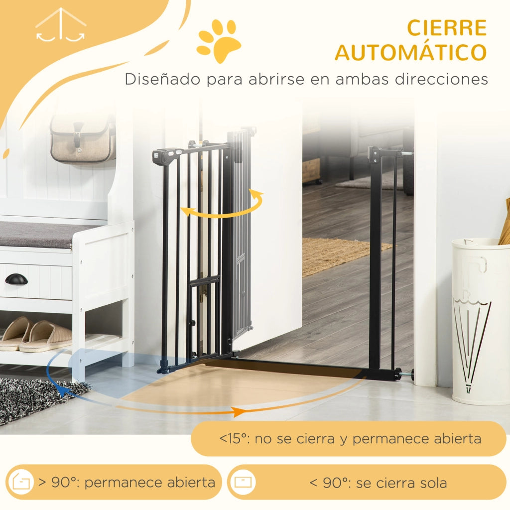 Barriera di sicurezza per bambini estensibile con porta ¨C zephmum ¨C Nero 74-80x76,2 cm