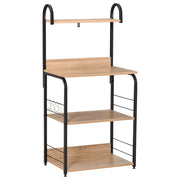 Mobiletto per Microonde con Ripiani e Ganci ¨C Zephmum ¨C Acciaio e Legno, 60x40x125 cm, Colore Legno