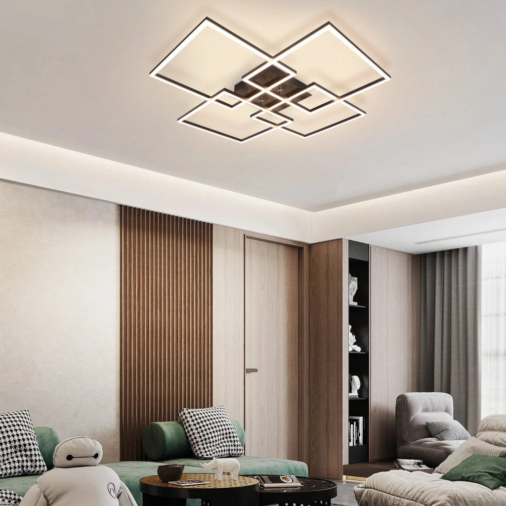 ZMH Lampada da soffitto plafoniera LED moderna 32W 3000K design rettangolare per soggiorno camera letto