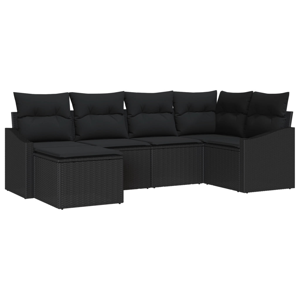 Set da pranzo esterno 6 pezzi con cuscini Rattan nero
