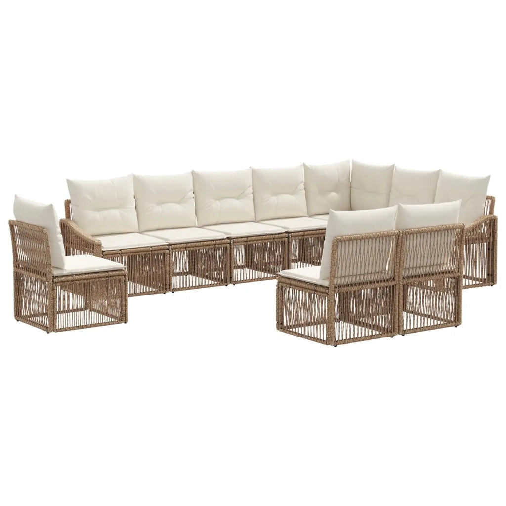 Set Divano da Giardino 10 pcs Beige polyrattan 3436035
