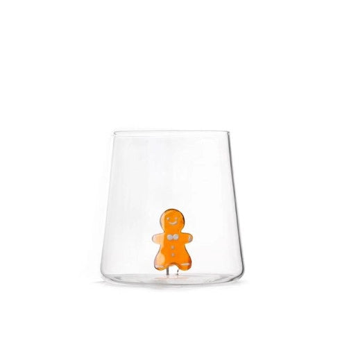 Bicchiere in vetro borosilicato 48 cl con decoro Gingerbread Man