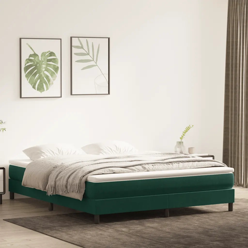 Letto a Molle senza Materasso Verde Scuro 180x220 cm Velluto