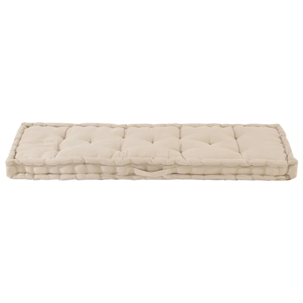 Cuscino per Pallet e Pavimento in Cotone 120x40x7 cm Beige 48679