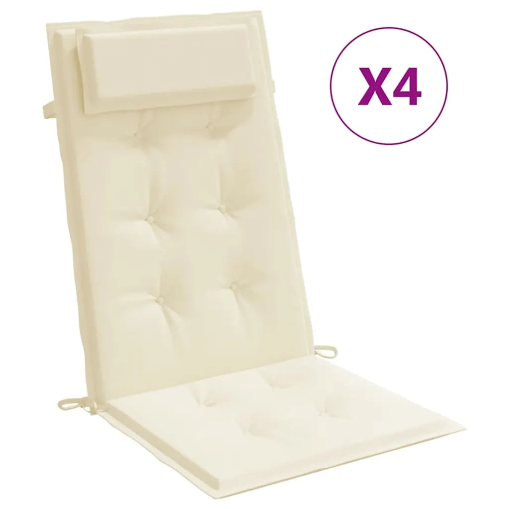 Cuscini per Sedia con Schienale Alto 4 pz Crema Tessuto Oxford