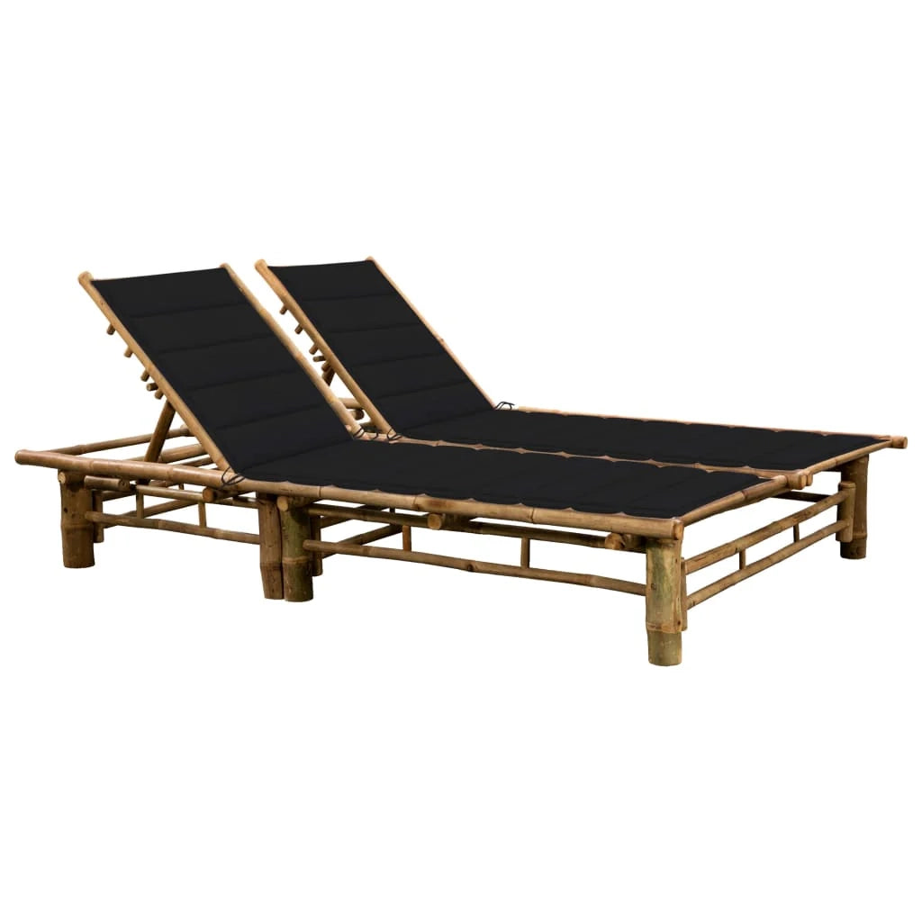 Lettino prendisole sedia a sdraio lettino prendisole letto da giardino mobili da esterno per patio 200 cm per 2 persone con cuscini in bambù 02_0012898