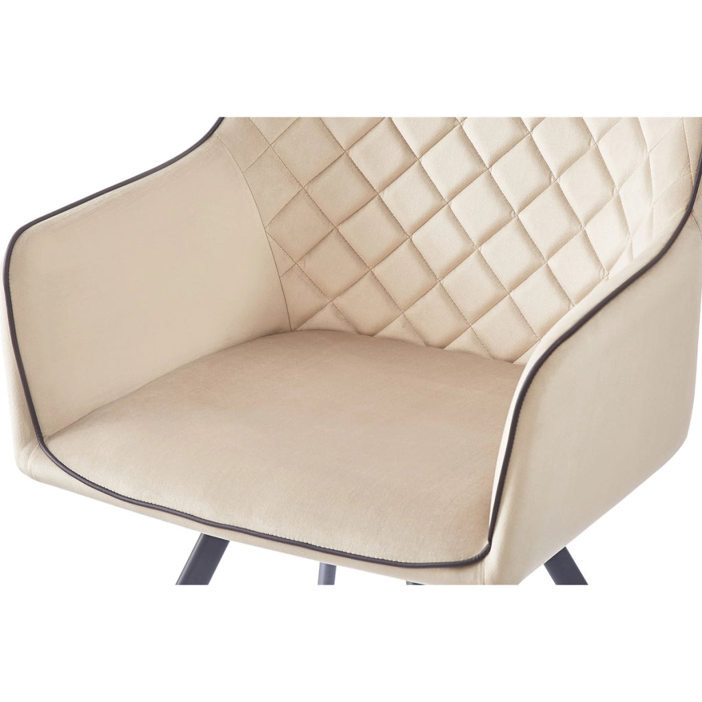 Sedia di design Amber in velluto beige e ferro