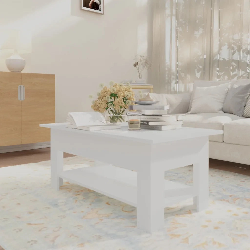 Tavolino da salotto | Tavolino da caff¨¨ | Tavolino da Soggiorno Bianco 102x55x42 cm in Truciolato