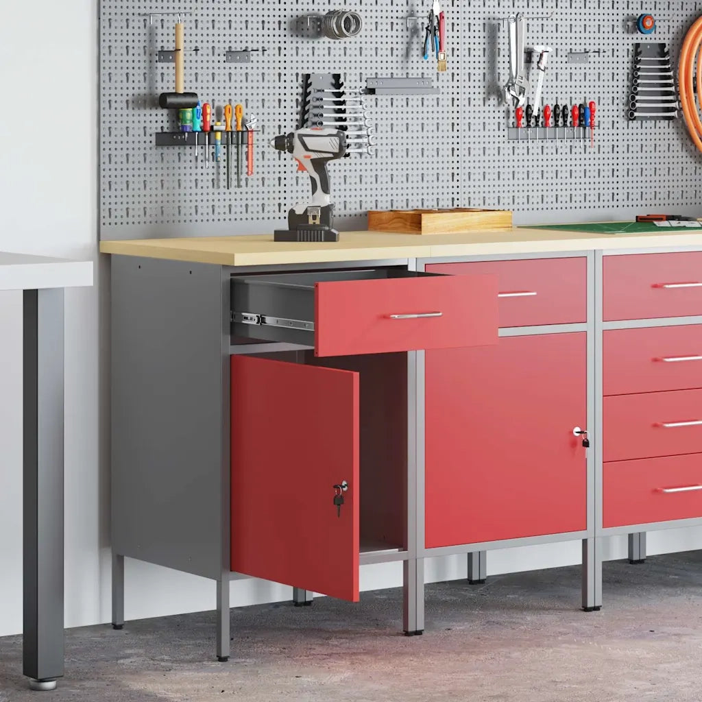 Mobile da lavoro 2 pz Rosso e Grigio 100 x 55 x 85 cm CFW3873112