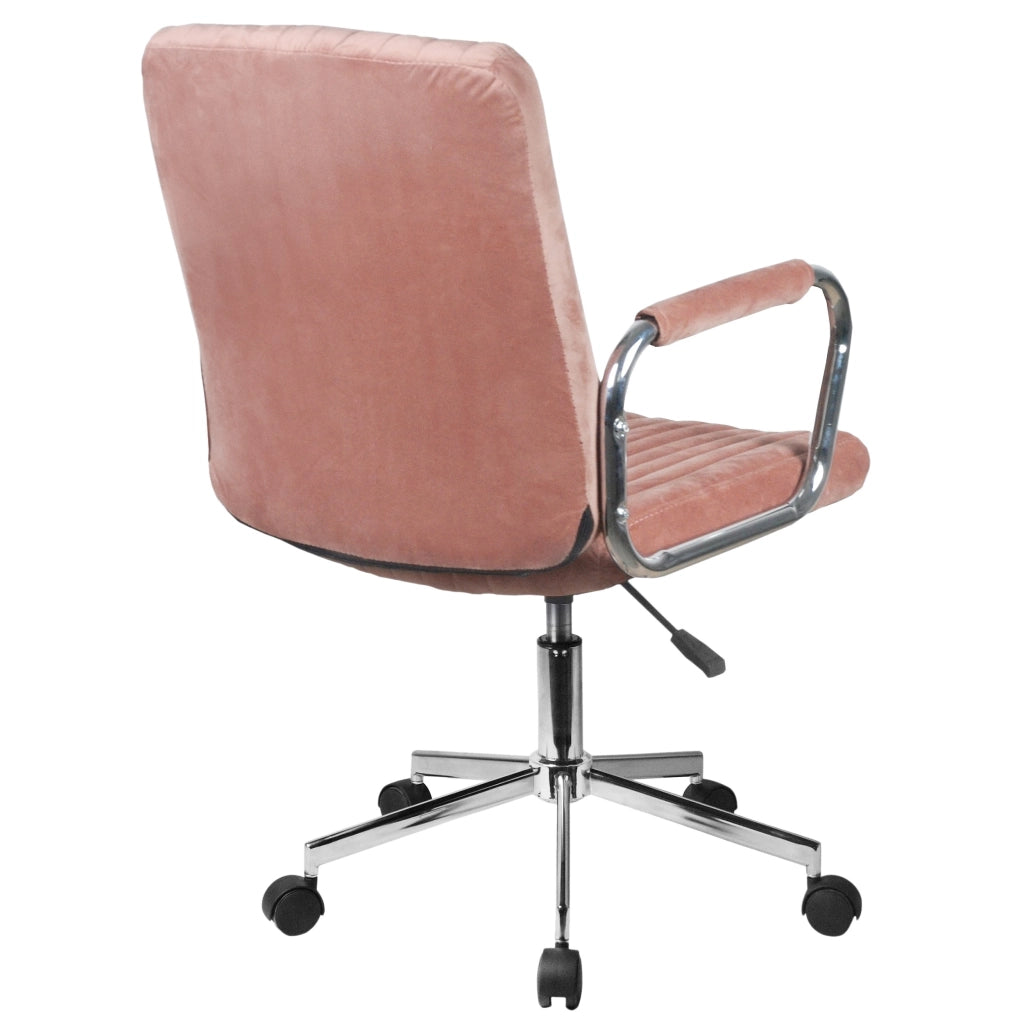 Sedia girevole su ruote in velluto FD24 Rosa