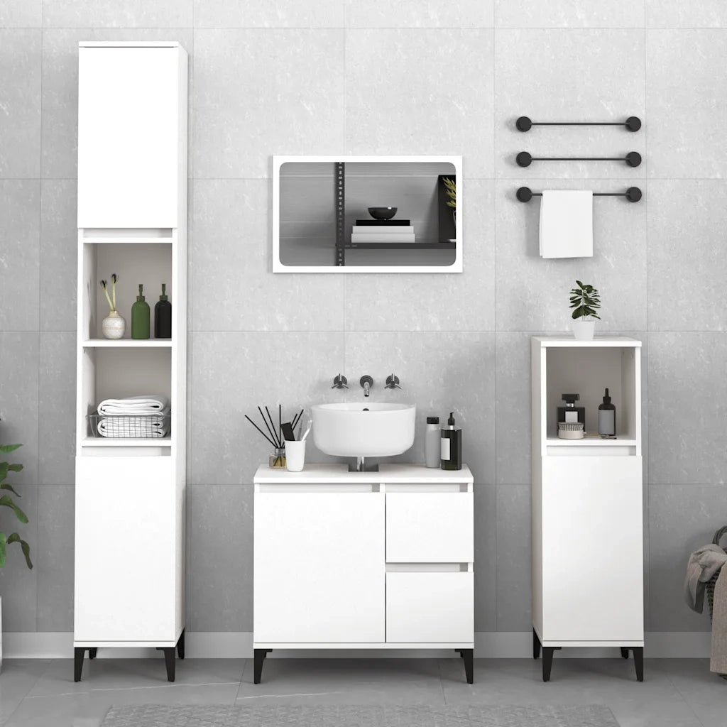 Armadietto da Bagno | Armadio da bagno Bianco 65x33x60 cm in Legno Multistrato