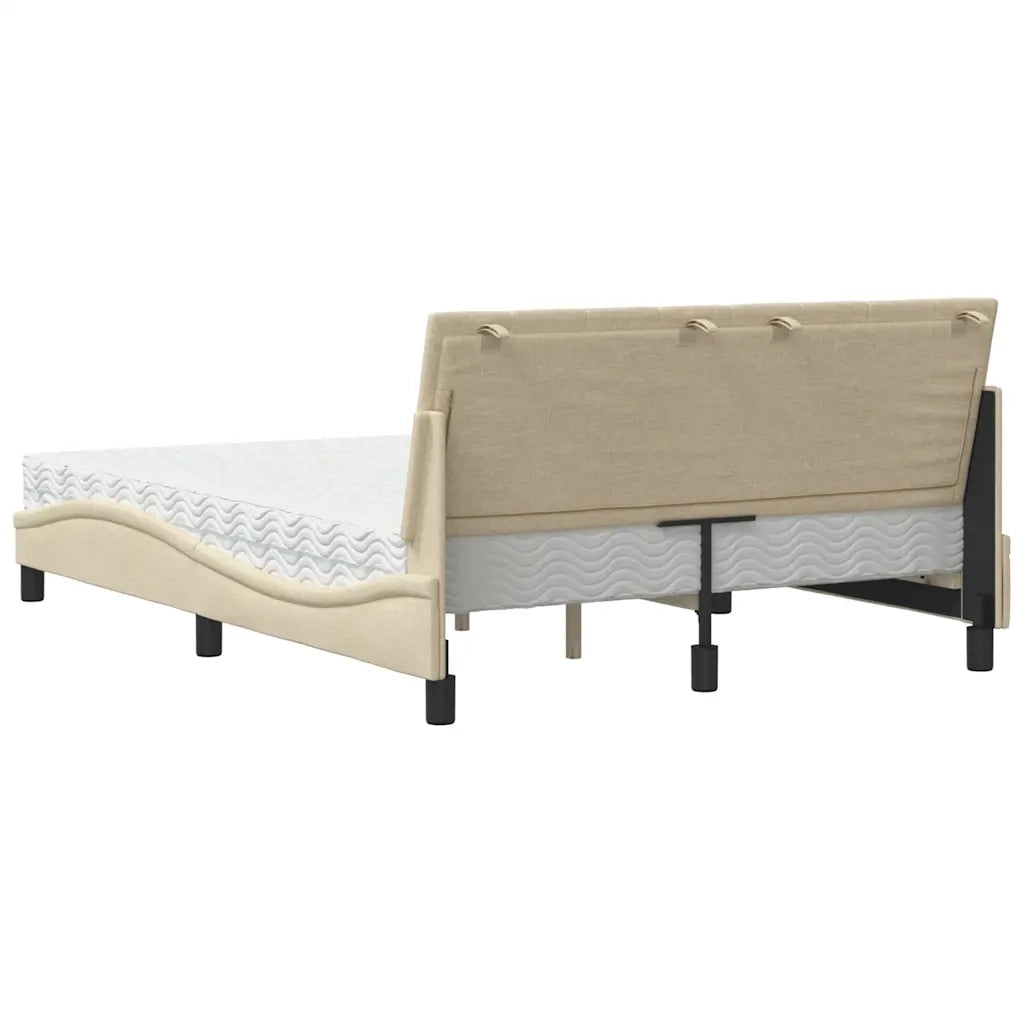 Letto con Materasso Hanko Crema 120x200 cm in Tessuto