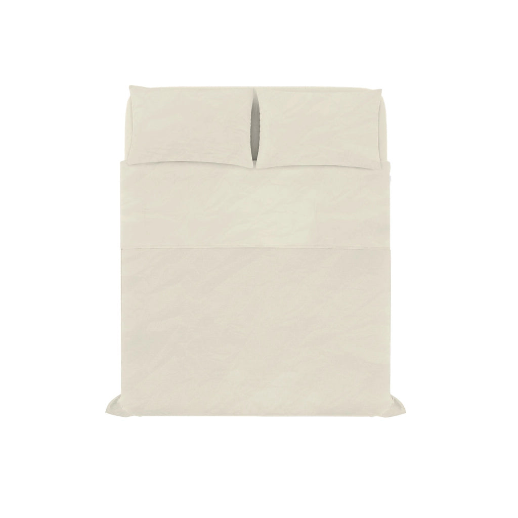 Set Lenzuola Matrimoniale Sopra Sotto e 2 Federe Linea Water Washed Crema