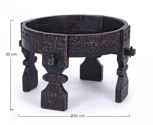 Tavolino Yasir Nero D50 Rotondo in Legno