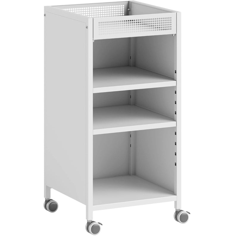 Scaffale mobile 35x34x69，5 cm in metallo bianco， 3 ripiani per ufficio e cucina