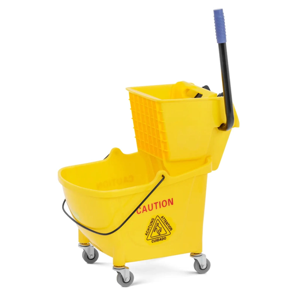 Secchio strizzatore professionale in plastica gialla da 24 litri con ruote 14_0009915