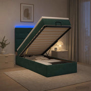 Letto Ottomano con Materasso e LED Verde Scuro 90 x 200 cm 3458280