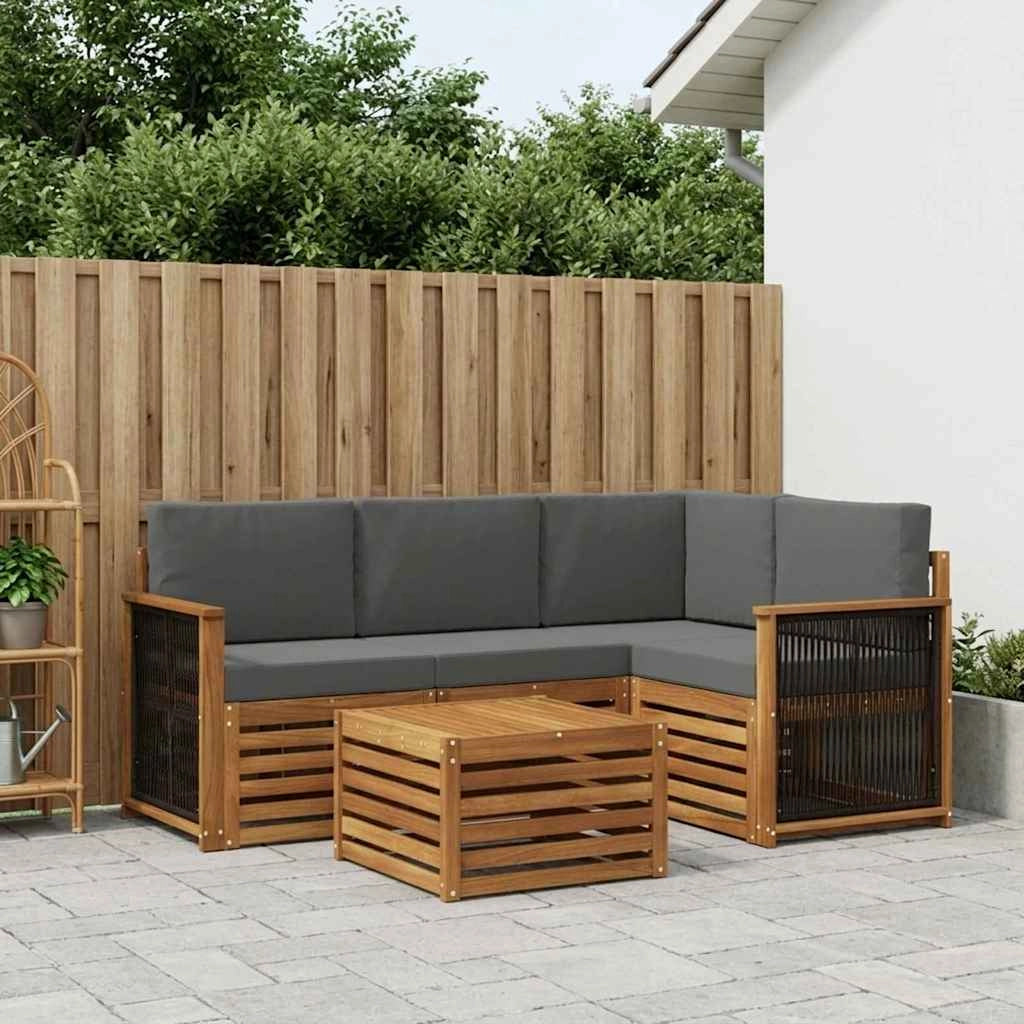Set di divani da esterno 5 pz Naturale e Antracite Poliestere 3384323