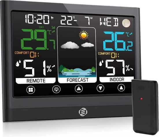 Stazione Meteorologica Interna e Esterna - Stazione Meteorologica - Sensore Wi-Fi - Termometro, Barometro, Umidistat - Sensore Esterno - Temperatura - Previsioni Meteorologiche