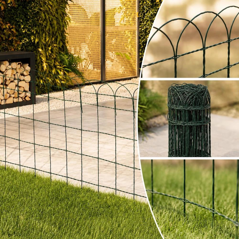 Garden Fence, Powder-coated Iron, 25 X 0.65 M