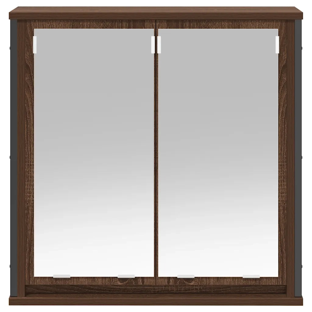 Pensile da Bagno con Specchio-Mobile bagno con specchio Rovere Marrone 60x21x60 cm