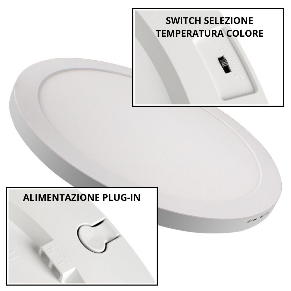 Plafoniera led slim tonda optonica 2587 30w con cct regolabile