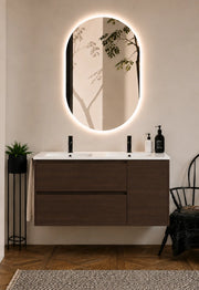 Mobile bagno con lavabo ORIGENBATH ITACA senza specchio 120x45 cm doppio lavabo frassino tea