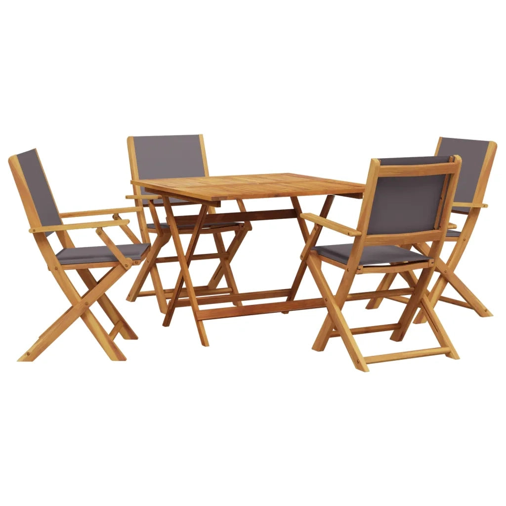 Set Pranzo da Giardino 5pz Antracite Tessuto e Legno Massello 3281833