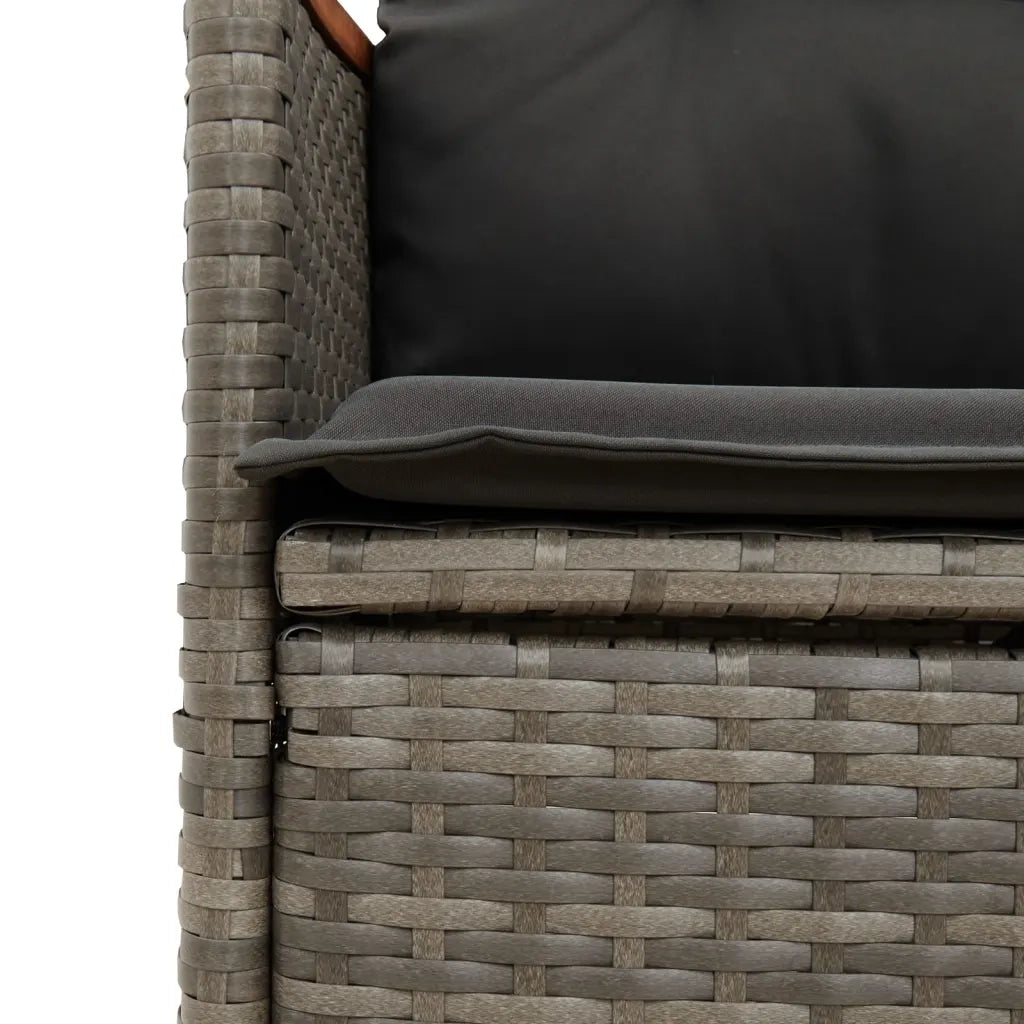 Divano Giardino Reclinabile 2 Posti Tavolino-Sofa da Giardino-Divanetto da esterno Grigio Polyrattan 250777