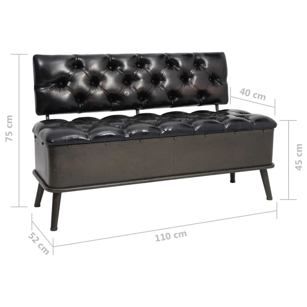 Panca contenitore con schienale 110 cm materiale sintetico nero 02_0010890