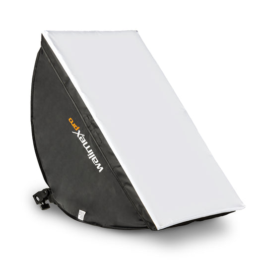 Walimex Pro set premium per studio fotografico con 2x treppiede con 2x softbox LED 40x60cm bicolore e sistema completo di sfondo telescopico 120-307 cm con sfondo in tessuto nero
