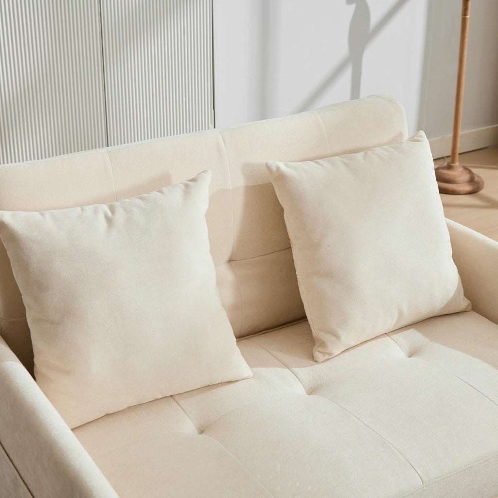 Divano multifunzione 109x72x83.5 cm con porta USB e supporto tablet in poliestere beige