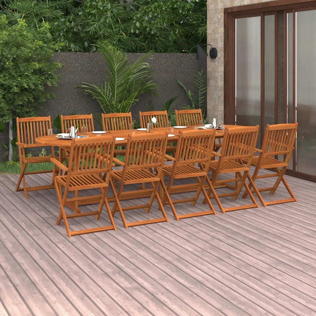Set da Pranzo da Giardino 11 pz 280x90x75 cm Massello di Acacia 3086978
