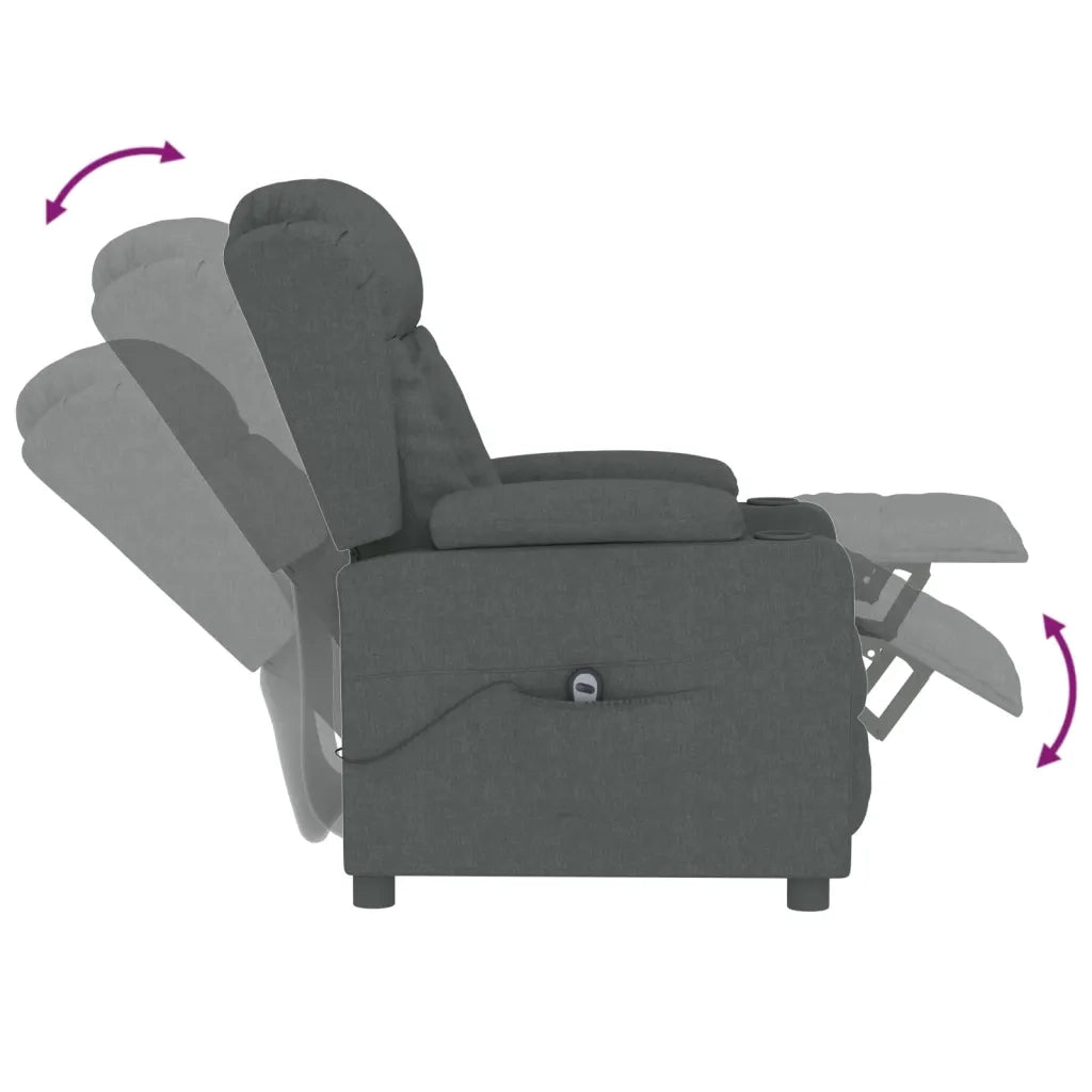 Poltrona Elettrica Reclinabile Grigio Scuro in Tessuto 3098778