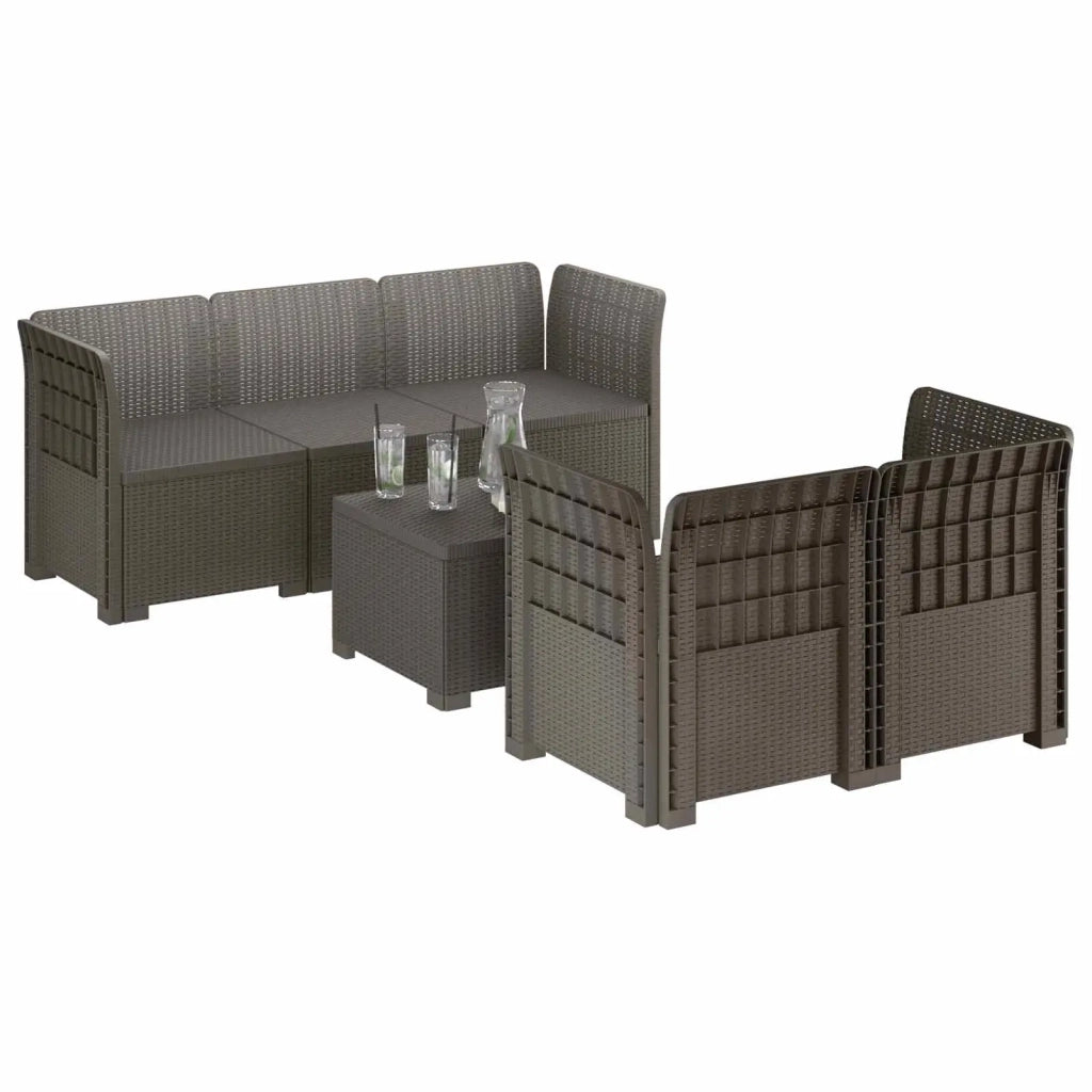 Divano da Giardino 5 Posti Stile Rattan PP Grigio Chiaro 3443889