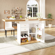 Tavolo allungabile 110-140x80x75 cm con anta; cassetto e ripiani; bianco e naturale