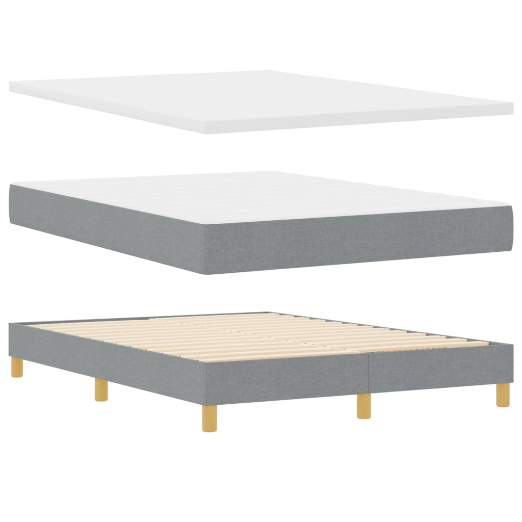 Letto Box Spring con Materasso Grigio Chiaro 160x200 cm Tessuto