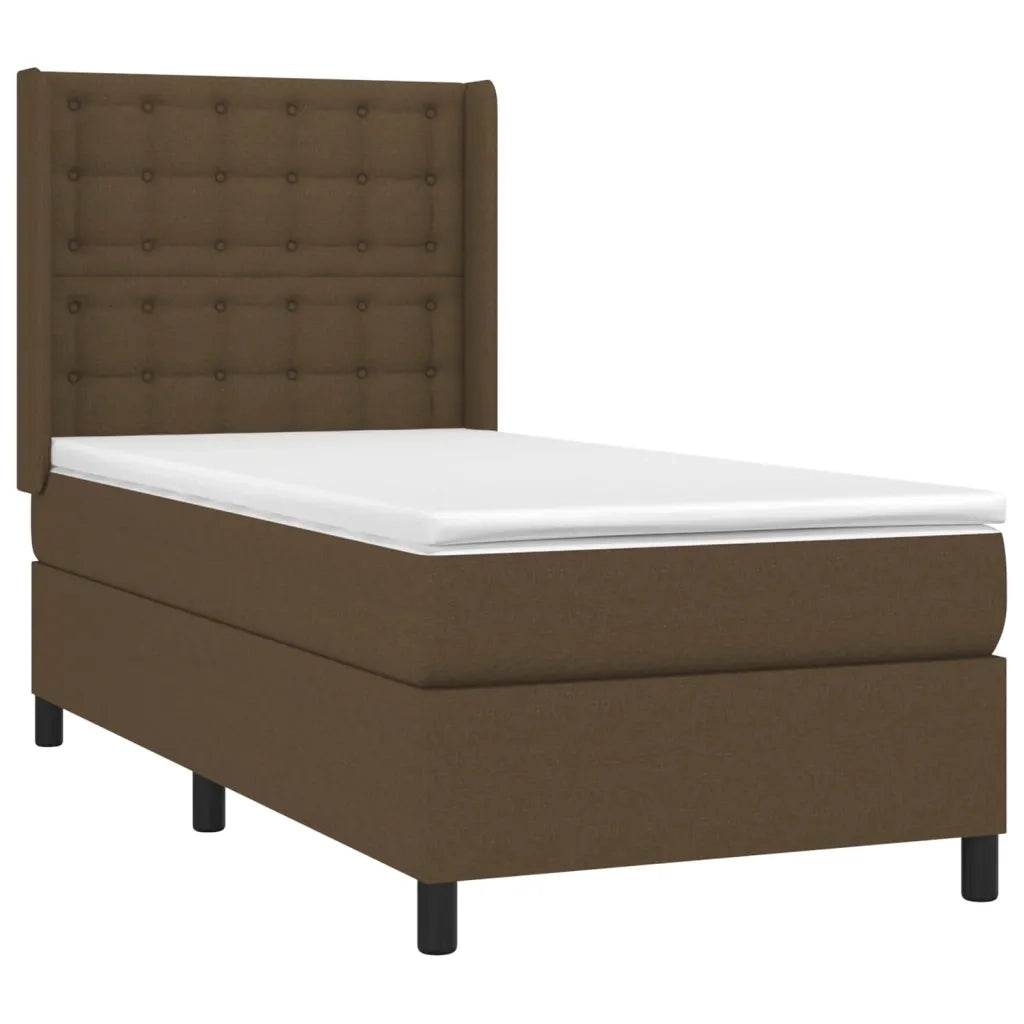 Letto a Molle Materasso e LED Marrone Scuro 90x190cm in Tessuto cod mxl 35210