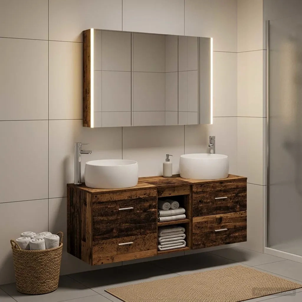 Set di mobili per il bagno 4 pcs Legno antico 3407029