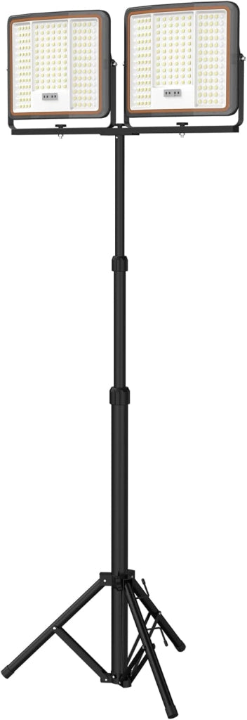 2 faretti a LED a batteria da 200 W, 16000 lm, super luminosi, ricaricabili, con cavo di ricarica USB‑C da 2 m, per garage, officina o cantiere