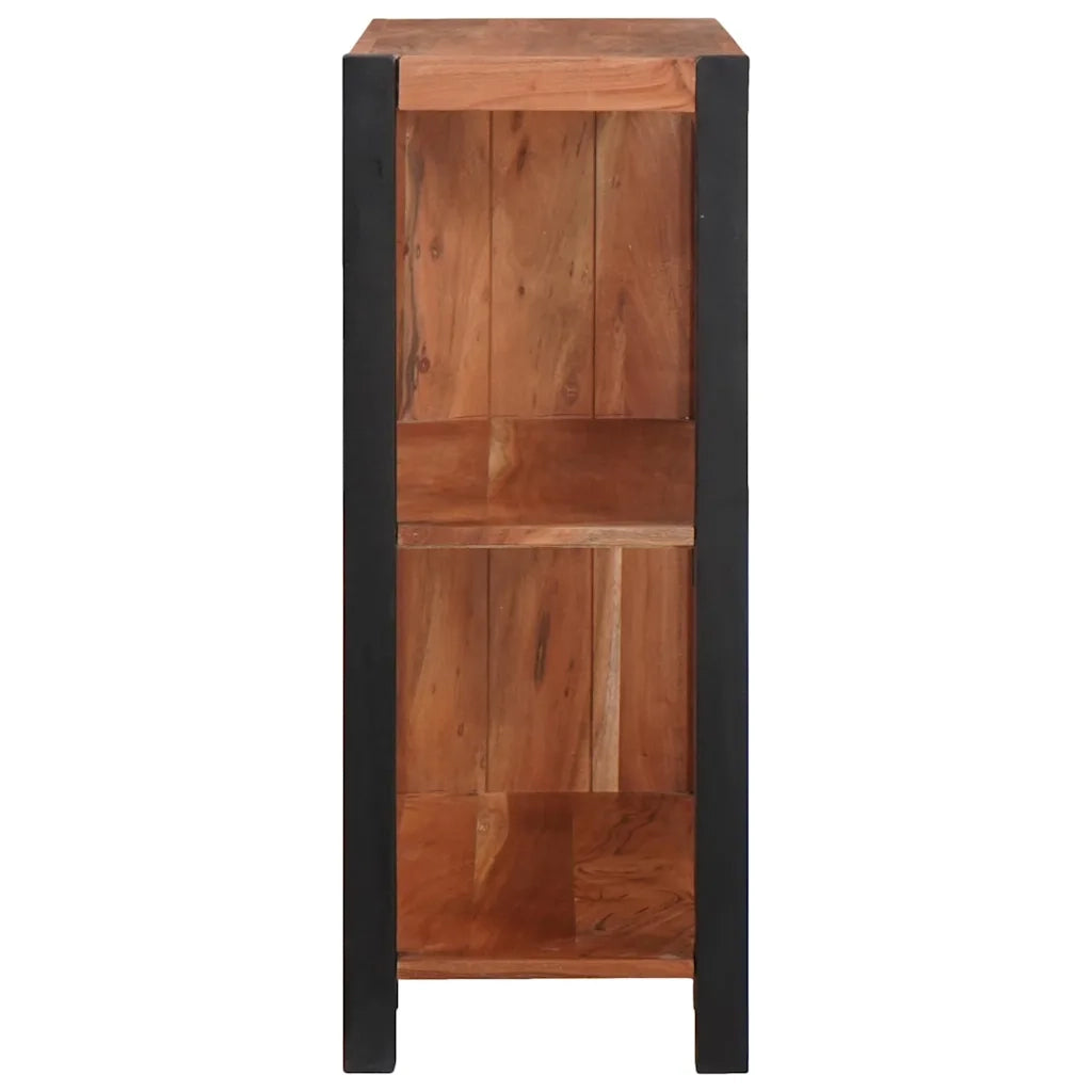 vidaXL Libreria Marrone, Nero 80 x 30 x 75 cm Legno di Acacia Massello
