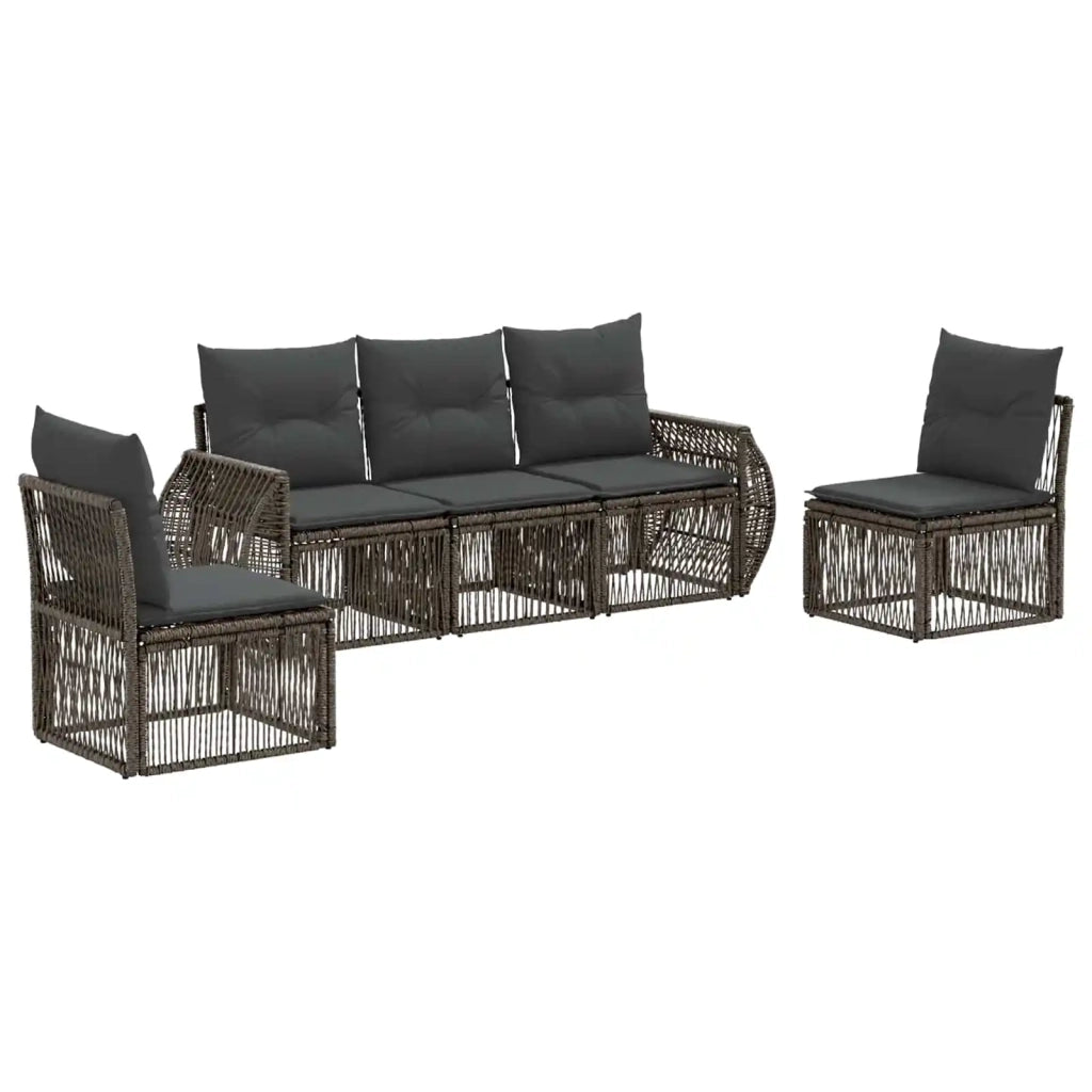Set Divano da Giardino 5 pcs Grigio e Grigio Scuro polyrattan 3435374