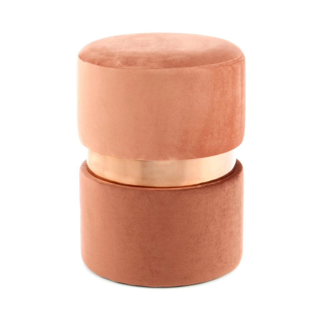 Pouf contenitore Gipsy in velluto terracotta e rosa