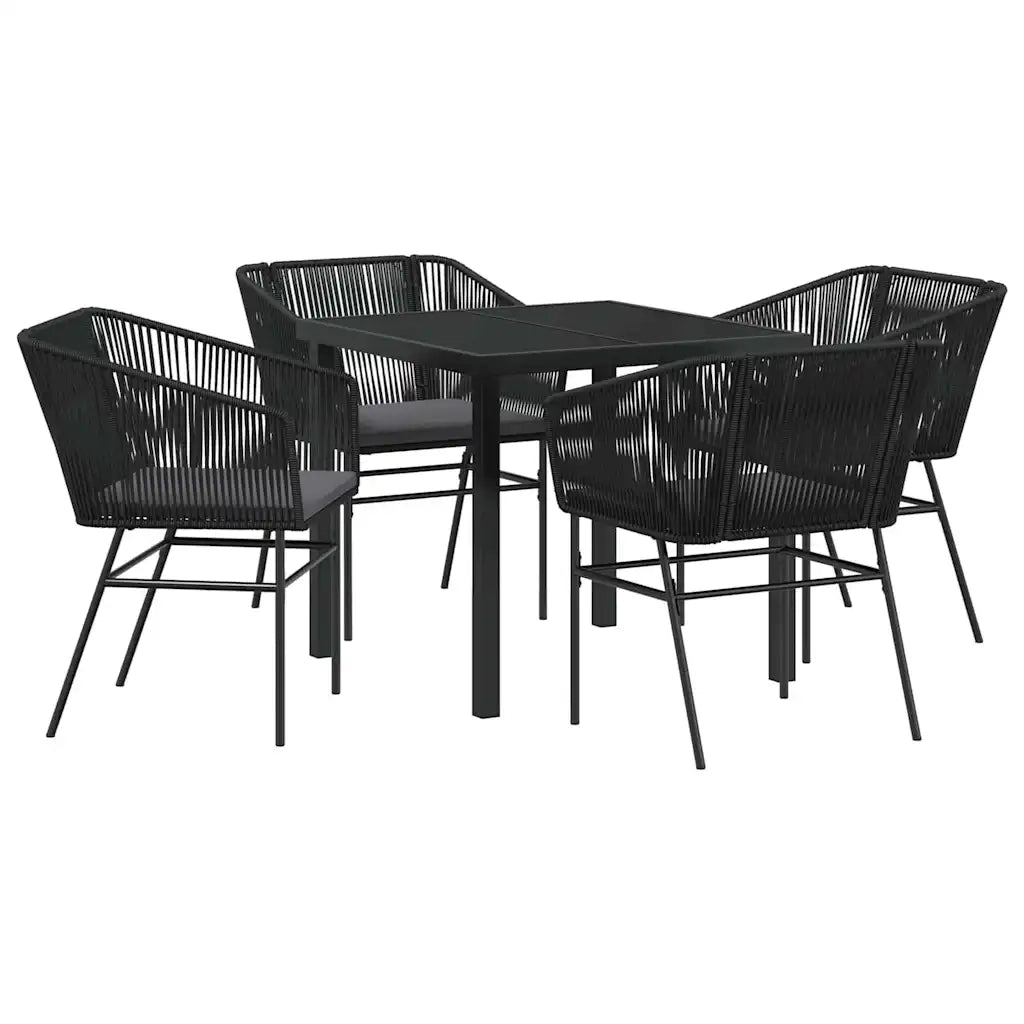 Set da Pranzo per Giardino con cuscino 5 pcs Nero 3380919
